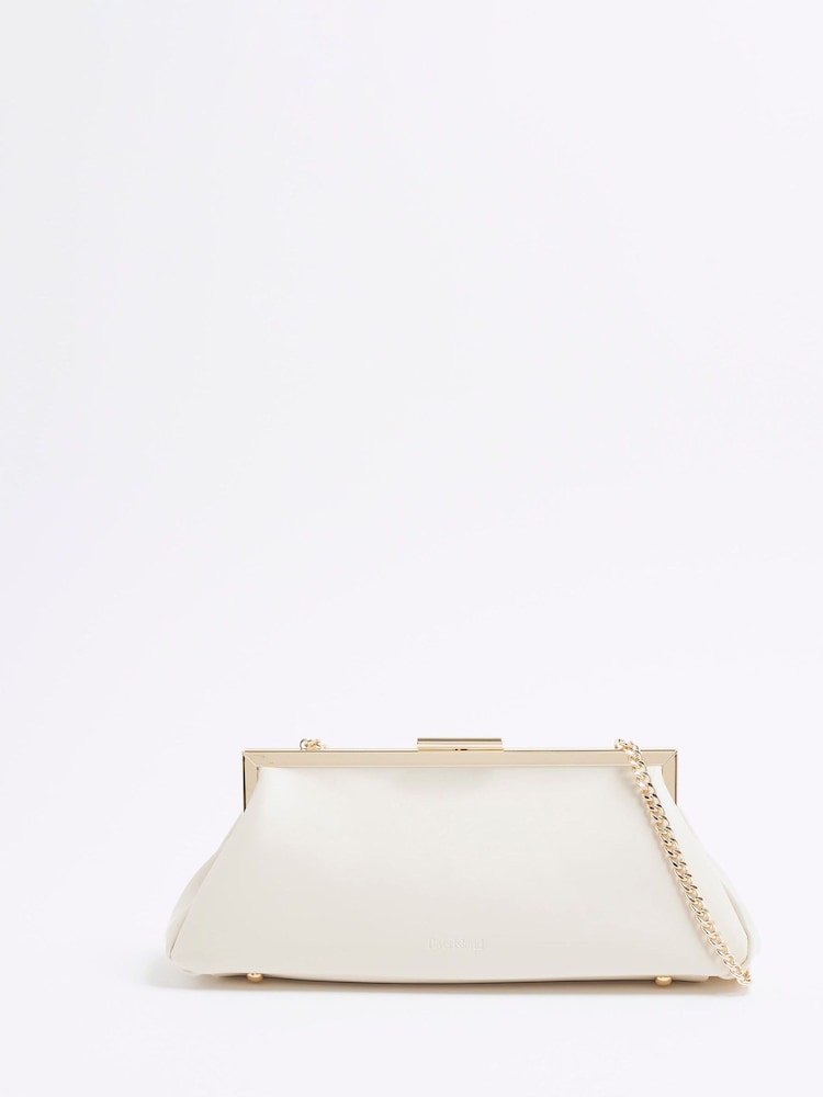 River Island Cream Structred Clutch Bag - Image 1 of 4