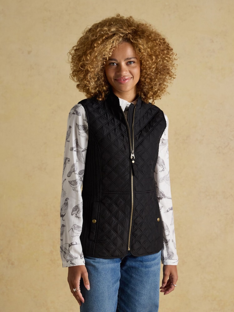 Minx Black Showerproof Diamond Quilted Gilet - Image 1 of 10