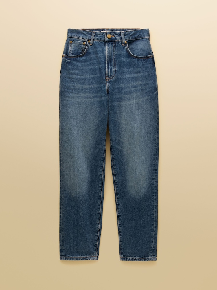 Joules Mid Indigo Blue Relaxed Fit Mid Rise Barrel Fit Jeans - Image 6 of 6 Joules Mid Indigo Blue Relaxed Fit Mid Rise Barrel Fit Jeans - Image 6 of 6