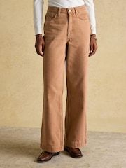 Joules Tan Brown High Rise Wide Leg Jeans - Image 1 of 7