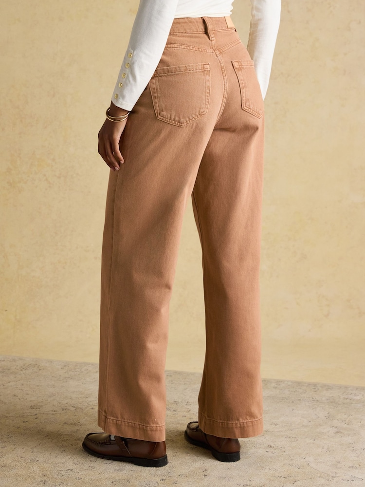 Joules Tan Brown High Rise Wide Leg Jeans - Image 2 of 7
