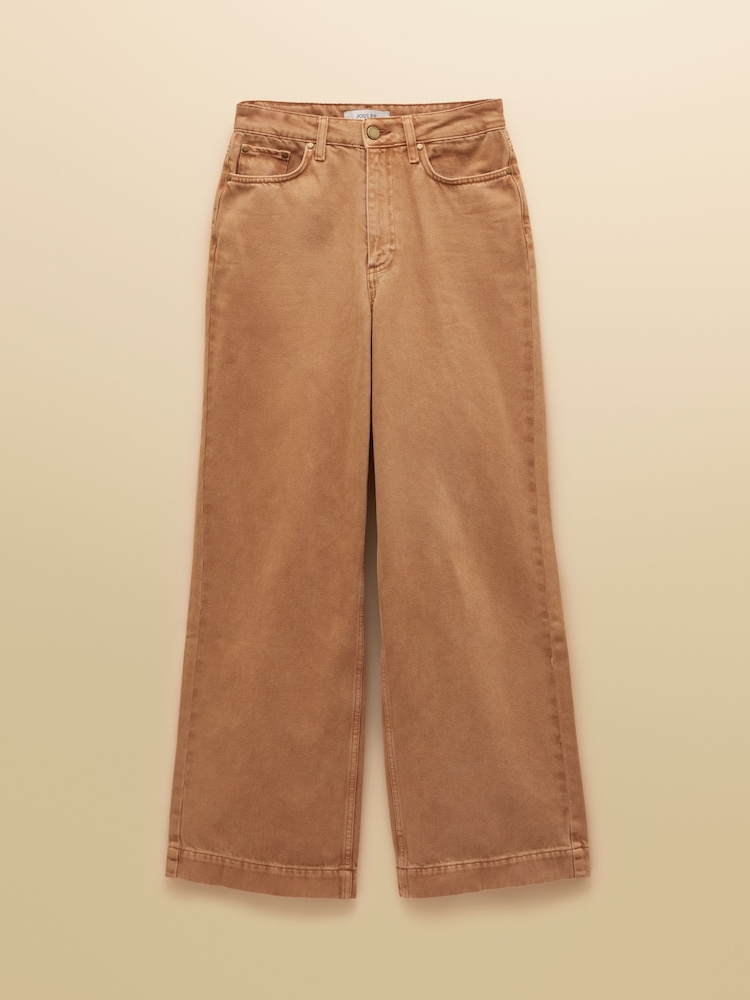 Joules Tan Brown High Rise Wide Leg Jeans - Image 7 of 7
