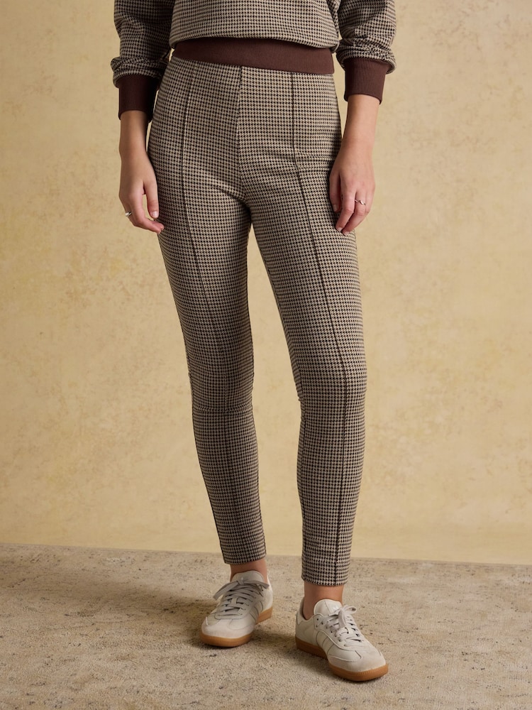 Mia Brown Checked Skinny Trouser - Image 1 of 8 Mia Brown Checked Skinny Trouser - Image 1 of 8