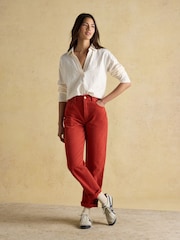 Joules Tallie Cream Combed Cotton Collared Top - Image 3 of 8