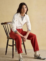 Joules Tallie Cream Combed Cotton Collared Top - Image 5 of 8