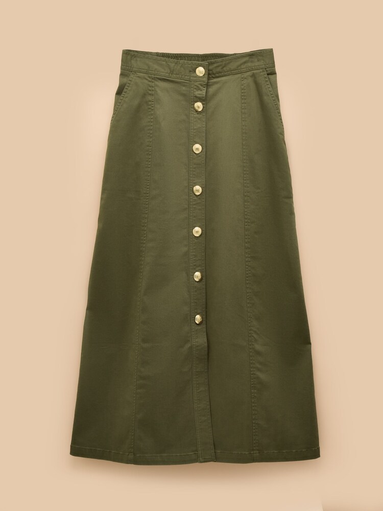 Joules Twyla Khaki Green Midi Chino Skirt - Image 7 of 7