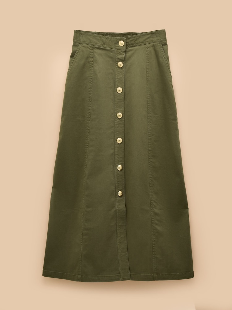 Joules Twyla Khaki Green Midi Chino Skirt - Image 9 of 9 Joules Twyla Khaki Green Midi Chino Skirt - Image 9 of 9