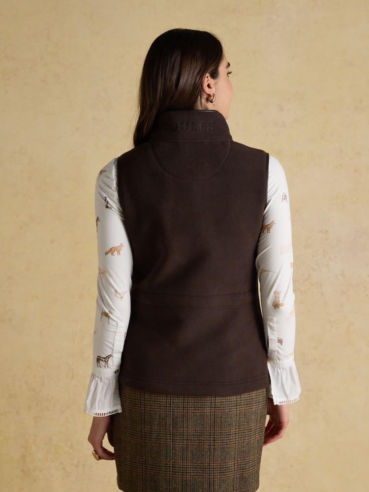 Joules Heritage Brown Fleece Gilet - Image 2 of 9