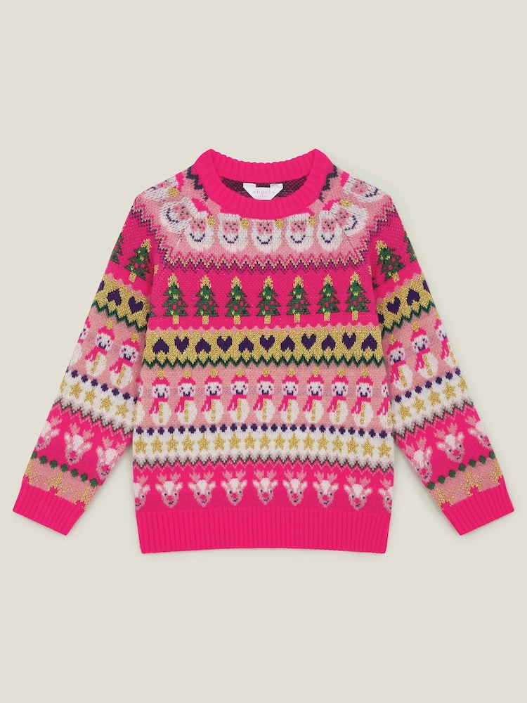 Girls Fair Isle Pattern Christmas Jumper - Image 2 of 4 Girls Fair Isle Pattern Christmas Jumper - Image 2 of 4