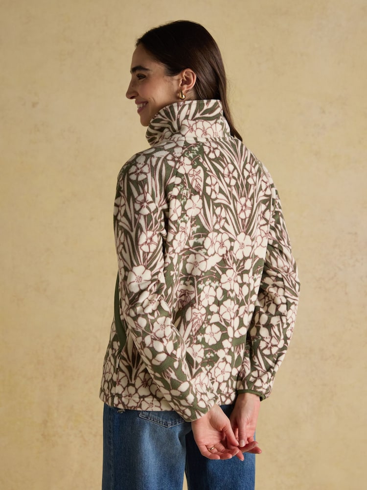 Joules Olivia Green Floral Quarter Zip Fleece - Image 2 of 8 Joules Olivia Green Floral Quarter Zip Fleece - Image 2 of 8