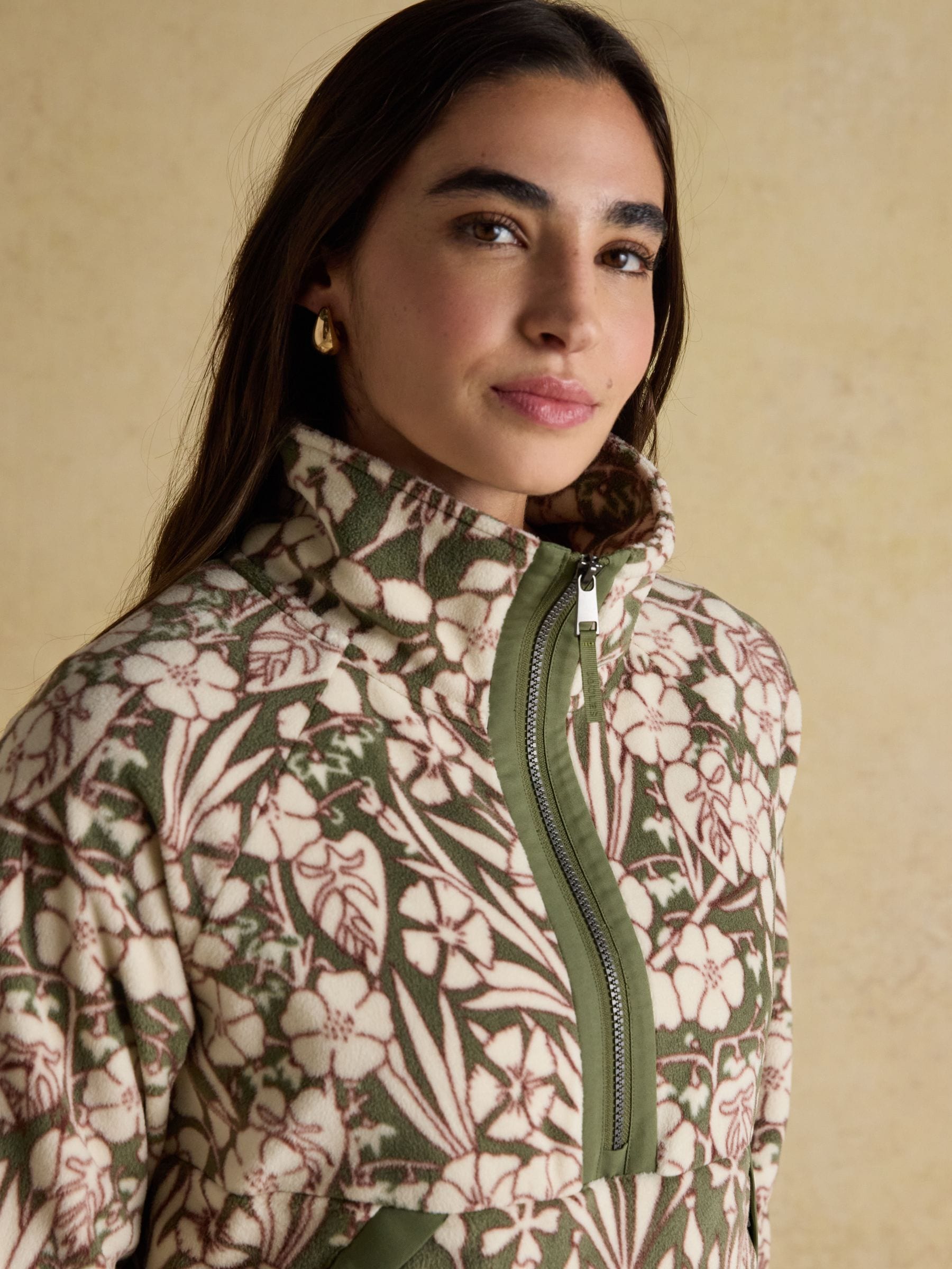 Buy Joules Olivia Green Floral Quarter Zip Fleece from Next USA