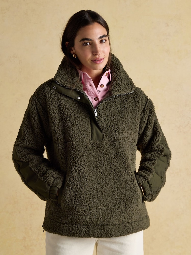 Tilly Khaki Green Quarter Zip Fleece - Image 1 of 8 Tilly Khaki Green Quarter Zip Fleece - Image 1 of 8
