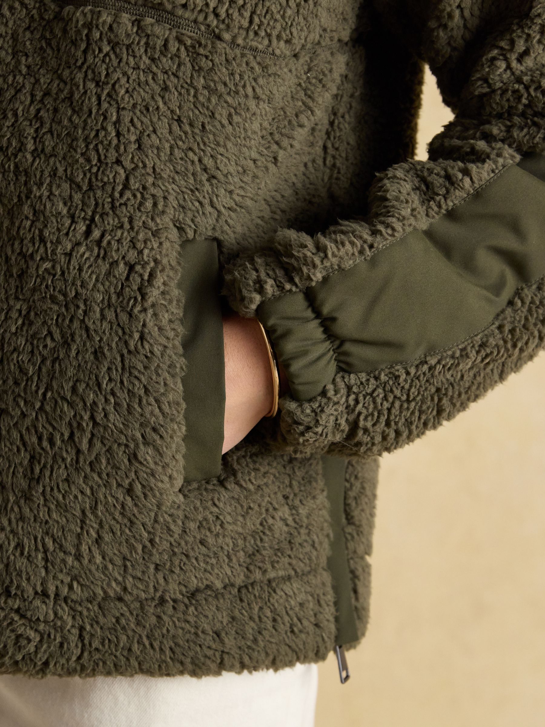 Buy Joules Tilly Khaki Green Quarter Zip Borg Fleece from Next USA