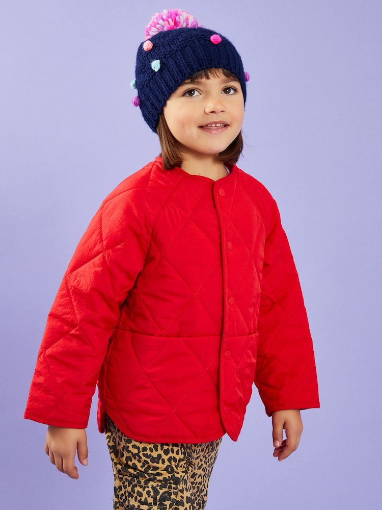 Angels By Accessorize Blue Girls Pom Pom Winter Beanie Hat - Image 3 of 3