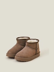 Angels By Accessorize Brown Girls Faux Fur Lined Suedette Ankle Boots - Image 2 of 3