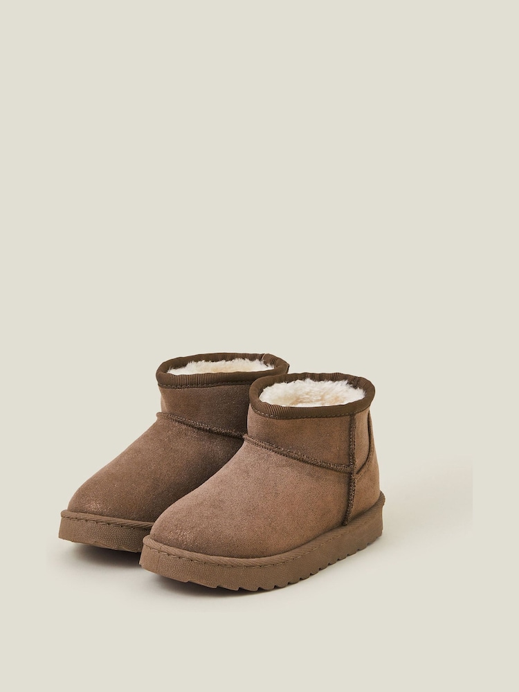 Angels By Accessorize Brown Girls Faux Fur Lined Suedette Ankle Boots - Image 2 of 3