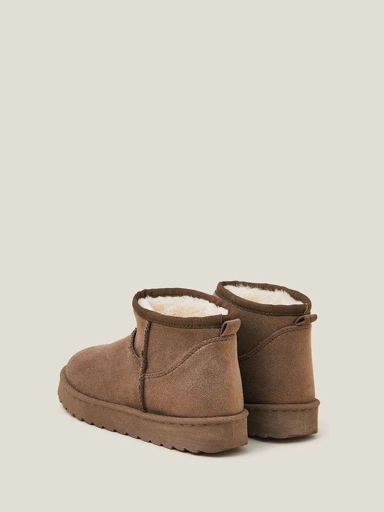 Angels By Accessorize Brown Girls Faux Fur Lined Suedette Ankle Boots - Image 3 of 3