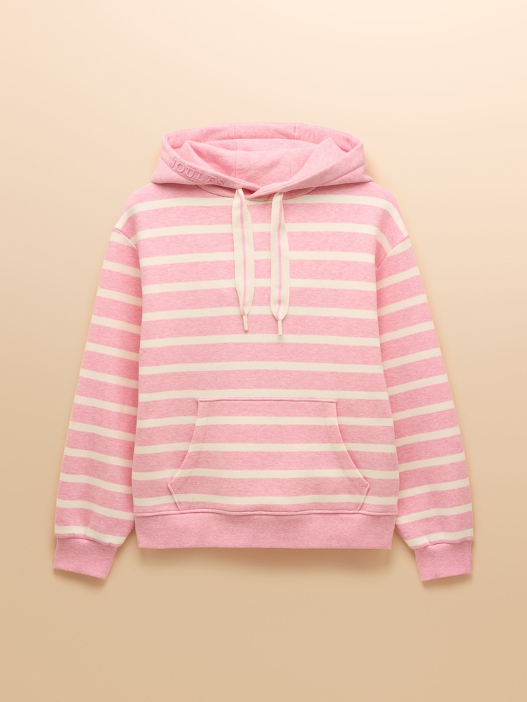 Joules Milbourne Pink & Cream Striped Hoodie - Image 9 of 9