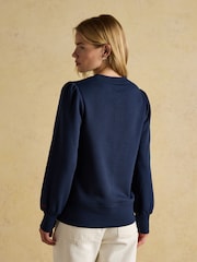 Joules Robyn Navy Festive Embroidered Cotton Rich Sweat - Image 2 of 8