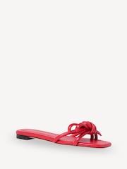 Loeffler Randall Red Hadley Leather Bow Flat Sandals - Image 2 of 5
