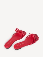 Loeffler Randall Red Hadley Leather Bow Flat Sandals - Image 3 of 5