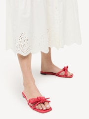 Loeffler Randall Red Hadley Leather Bow Flat Sandals - Image 5 of 5