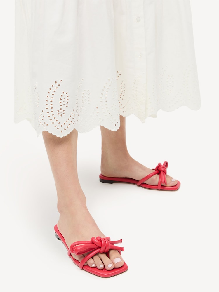 Loeffler Randall Red Hadley Leather Bow Flat Sandals - Image 5 of 5