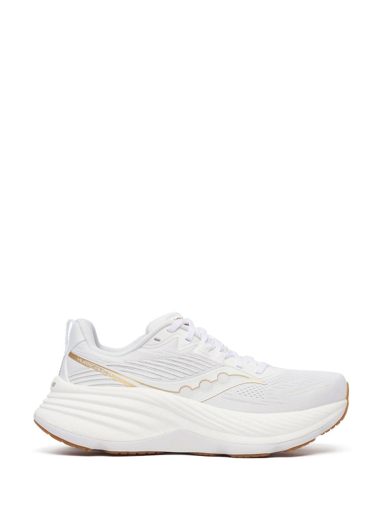 Saucony Womens White/Gold Hurricane 24 Trainers - Image 1 of 6