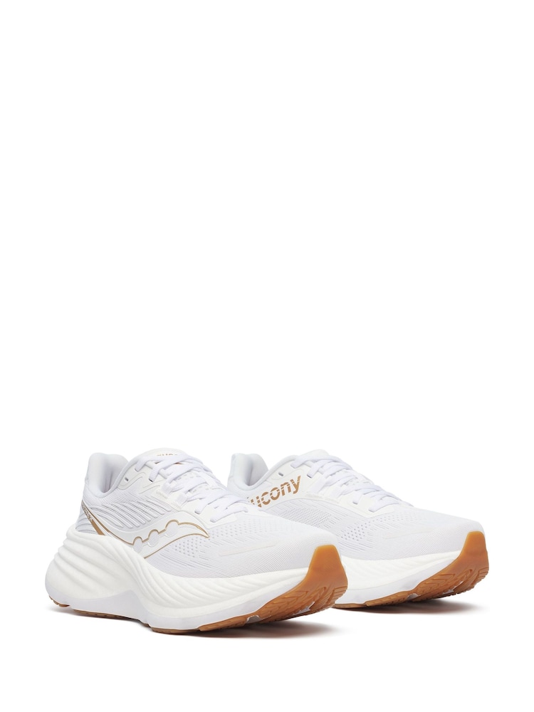 Saucony Womens White/Gold Hurricane 24 Trainers - Image 4 of 6