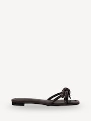 Loeffler Randall Brown Hadley Leather Bow Flat Sandals - Image 1 of 5
