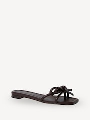 Loeffler Randall Brown Hadley Leather Bow Flat Sandals - Image 2 of 5