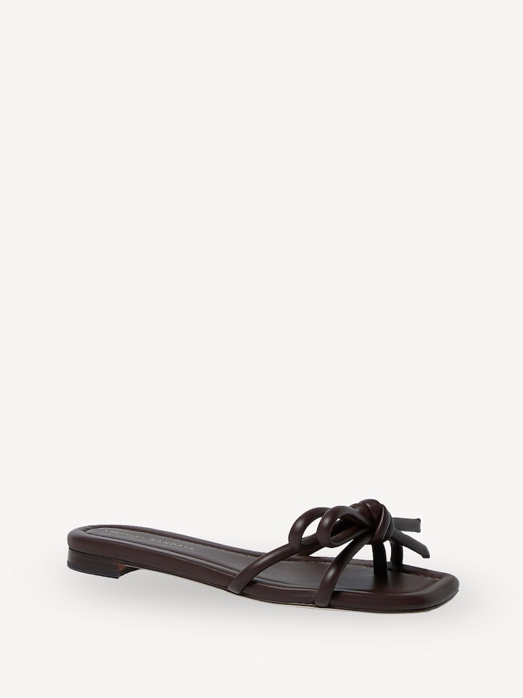 Loeffler Randall Brown Hadley Leather Bow Flat Sandals - Image 2 of 5 Loeffler Randall Brown Hadley Leather Bow Flat Sandals - Image 2 of 5