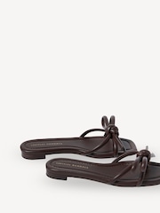 Loeffler Randall Brown Hadley Leather Bow Flat Sandals - Image 3 of 5