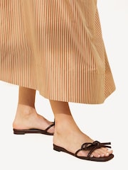 Loeffler Randall Brown Hadley Leather Bow Flat Sandals - Image 5 of 5