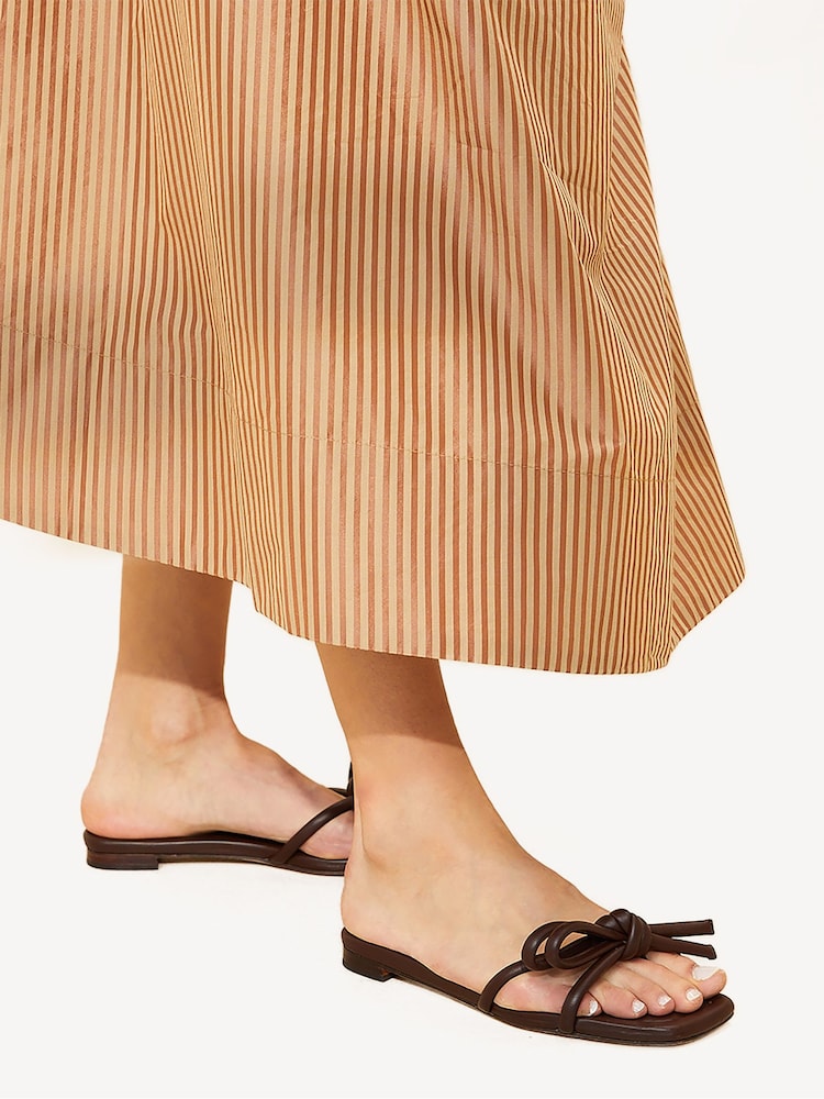 Loeffler Randall Brown Hadley Leather Bow Flat Sandals - Image 5 of 5