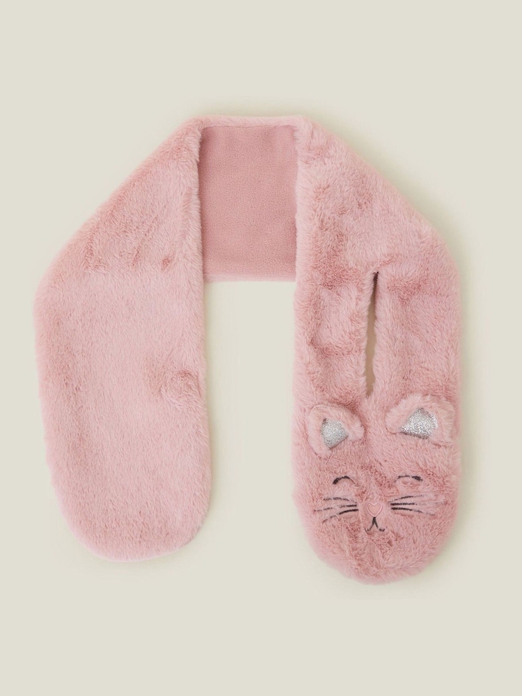 Angels By Accessorize Pink Girls Fluffy Faux Fur Cat Scarf - Image 1 of 2