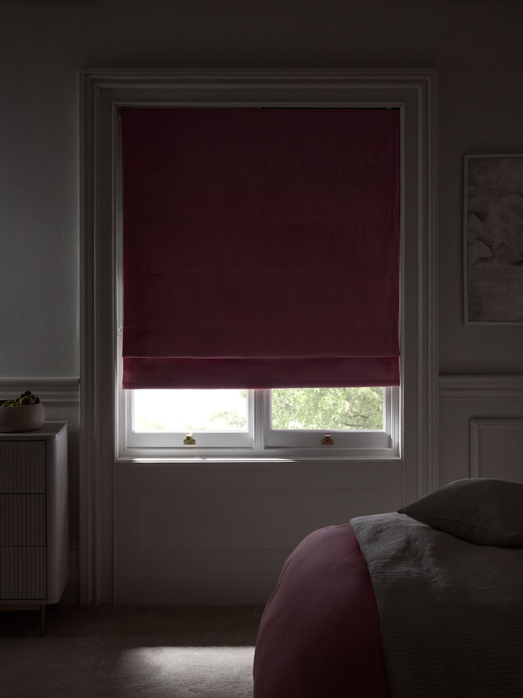 Pink Rose Ready Made Blackout/Thermal Cotton Roman Blinds - Image 2 of 7