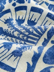 Blue Paisley Print Kaftan Mini Dress with Linen - Image 8 of 8