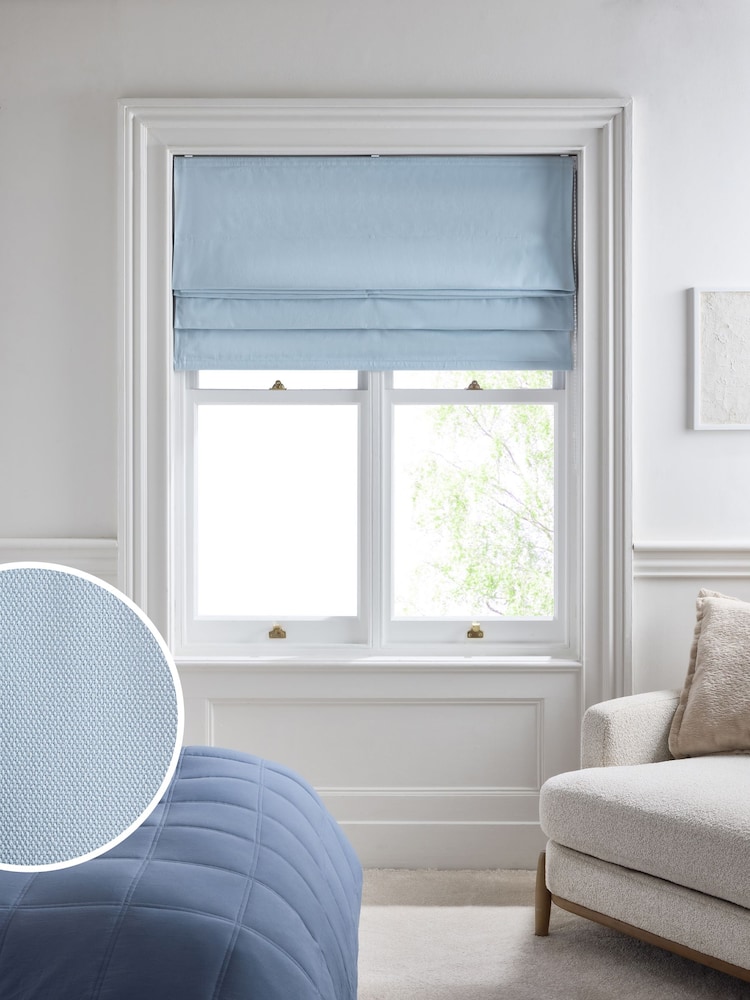 Blue Sky Ready Made Blackout Cotton Roman Blinds - Image 1 of 8