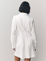 White Corset Waist Shirt Mini 100% Cotton Dress - Image 2 of 6