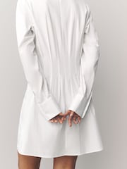 White Corset Waist Shirt Mini 100% Cotton Dress - Image 3 of 6