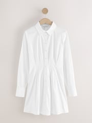 White Corset Waist Shirt Mini 100% Cotton Dress - Image 4 of 6
