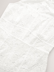 White Sleeveless Lace Midi Corset Detail Dress - Image 2 of 3