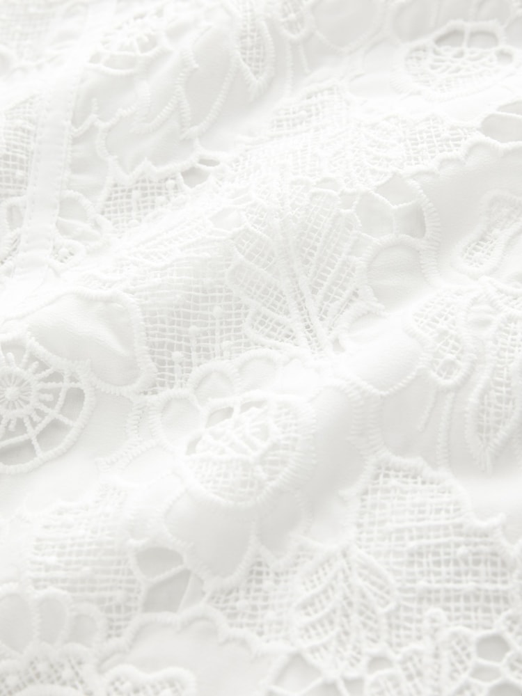 White Sleeveless Lace Midi Corset Detail Dress - Image 3 of 3