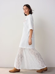 White Lace Skirt Graphic T-Shirt Dress - Image 1 of 10