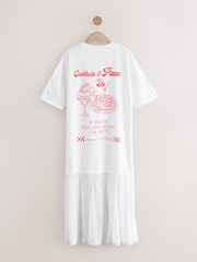 White Lace Skirt Graphic T-Shirt Dress - Image 2 of 10