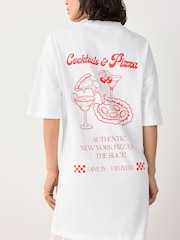White Lace Skirt Graphic T-Shirt Dress - Image 5 of 10