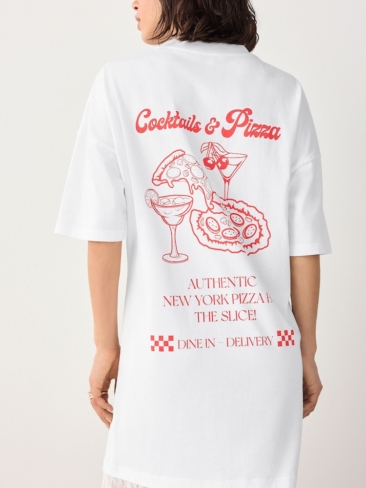 Buy White Lace Skirt Graphic T-Shirt Dress from Next Netherlands