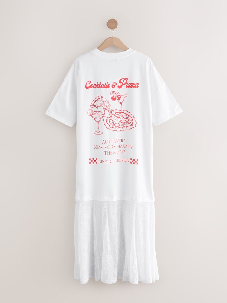 Buy White Lace Skirt Graphic T-Shirt Dress from Next Netherlands Buy White Lace Skirt Graphic T-Shirt Dress from Next Netherlands