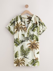 Negro/Blanco - Kaftan Mini Dress with Linen - Imagen 5 de 7